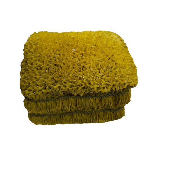 Vintage 1994 Enesco Yellow Sponge Textured Coasters 3" x 2 1/2" - Picture 2 of 5